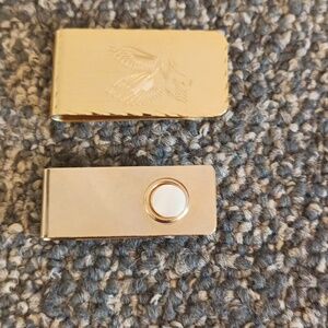 Vintage gold tone men's money clips pearl embossed and duck etched